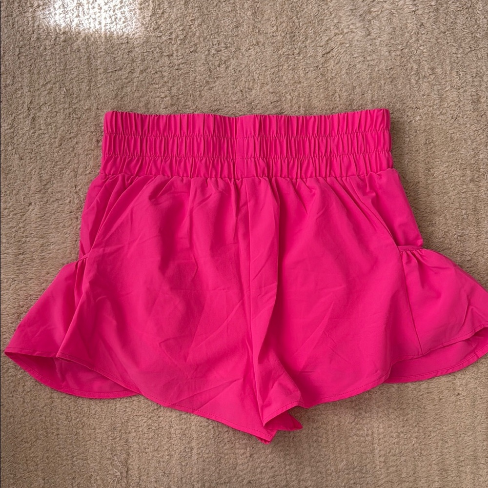 Women's Pink Ruffle Shorts - Picture 3 of 4